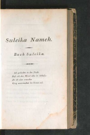 Suleika Nameh. Buch Suleika.