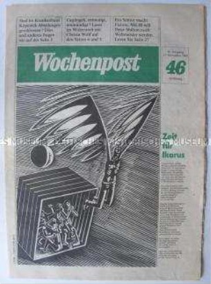 Wochenzeitung "Wochenpost" u.a. zur Diskussion um die gesellschaftlichen Veränderungen in der DDR