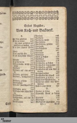 Erstes Register, Vom Koch- und Backwerk.