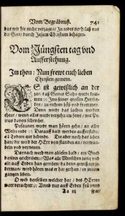 Vom Jüngsten tag und Aufferstehung.