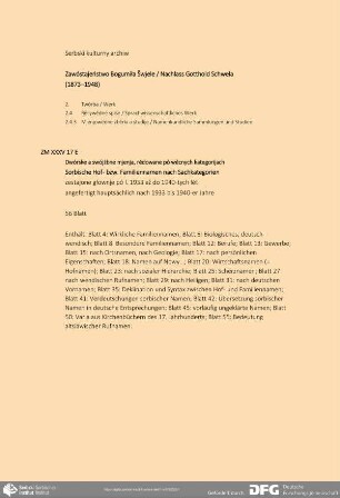 Sorbische Hof- bzw. Familiennamen nach Sachkategorien