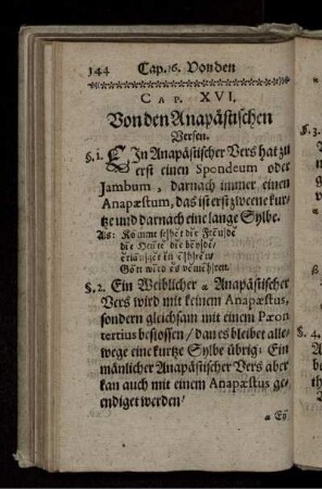 Cap. XVI. Von den Anapästischen Versen