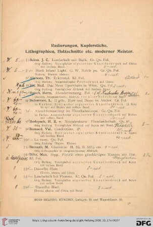 Radierungen, Kupferstiche, Lithographien, Holzschnitte etc. moderner Meister (Nr. 1-354)