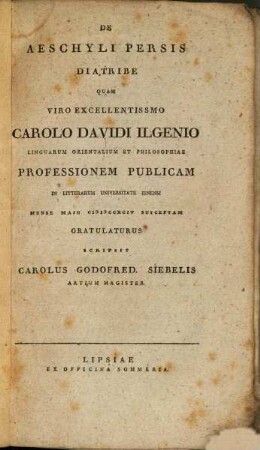 De Aeschyli Persis Diatribe