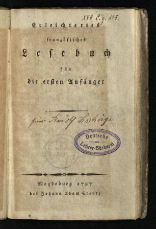 Erleichtertes französisches Lesebuch für die ersten Anfänger