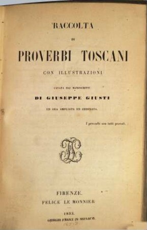 Raccolta di proverbi Toscani con illustrazioni