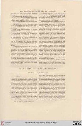 Des galeries et des musées de Florence, [1]: Lettre à M. le Directeur de L'Art