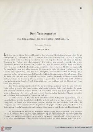9: Drei Tapetenmuster aus dem Anfange des fünfzehnten Jahrhunderts