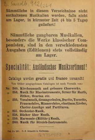 Musikalien-Verzeichniss : Nr. ..., 261