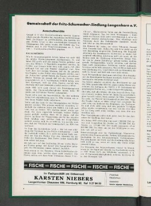 Gemeinschaft der Fritz-Schumacher-Siedlung Langenhorn e.V. Ausschußberichte