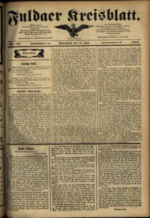 Erste Ausgabe vom Samstag, den 16. Juni 1906.