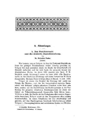 Das Familienrecht und die deutsche Jugenderziehung : (Schluß)