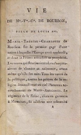 Les Adieux de Marie-Thérèse-Charlotte de Bourbon : Almanach pour l'année 1796 ...