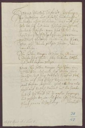 Hans Michel Seifried aus Dürrn verkauft ein Ackerstück an Friedrich Christoph Leutrum von Ertingen