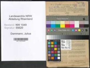 Entnazifizierung Julius Dammann , geb. 30.04.1896 (Telegrafenwerkmeister)