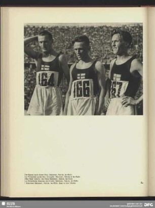 Die Finnen nach ihrem Sieg: Salminen, Askola, Iso-Hollo