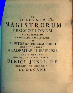 Ad solennem magistrorum promotionem d. XI. Febr. ... instituendam ... invitatio : (Inest diss. de protestantium paschate a. 1724 celebrando)