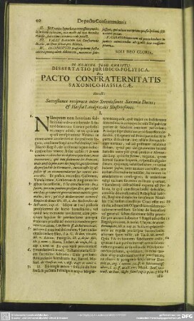 Dissertatio Juridico-Politica. De Pacto Confraternitatis Saxonico-Hassicae