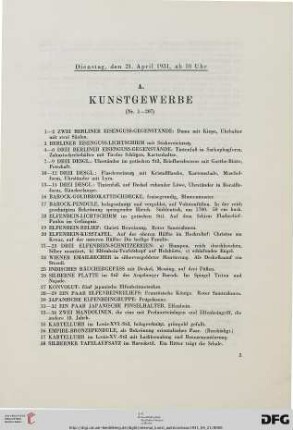 A. Kunstgewerbe (Nr. 1-207)