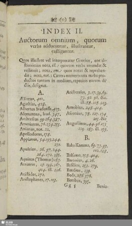 Index II. Auctorum omnium, quorum verba adducuntur, illustrantur, castigantur