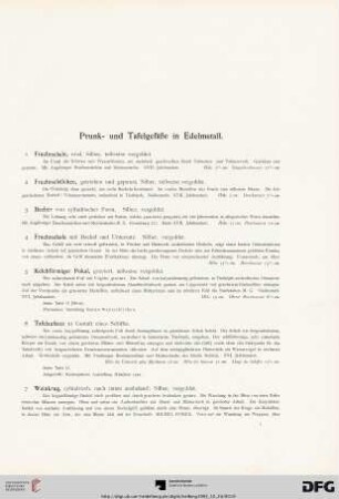 Prunk- und Tafelgefäße in Edelmetall (Nr. 1-46)