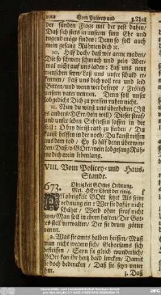 VIII. Vom Policey- und Haus-Stande.