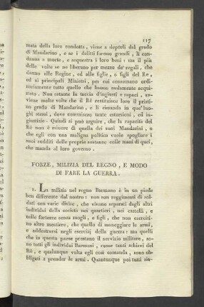 Forze, Milizia del Regno, e modo di fare la Guerra.