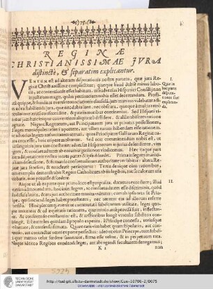 Reginæ Christianissimæ Iura disticté, Et separatim explicantur