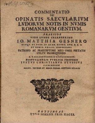 Commentatio de opinatis saecularium ludorum notis in numis Romanarum gentium