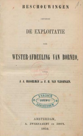 Beschouwingen omtrent de exploitatie der wester-afdeeling van Borneo