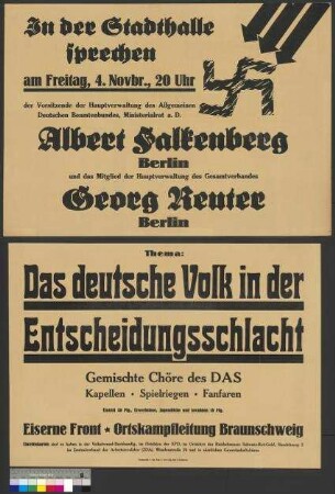Plakat der Eisernen Front zu einer Wahlkundgebung am 4. November 1932