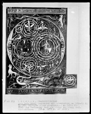 Psalterium mit Kalendarium — Initiale Q (uid gloriaris) mit Doeg vor Saul, Folio 63recto