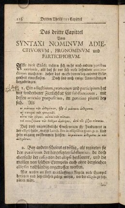 216-235, 3. Cap. syntaxi nominum adiectivorum, pronominum und participiorum. - 4. Cap. syntaxi verborum