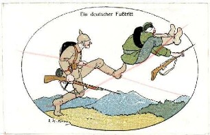 Kriegs-Postkarte Nr. 22: Ein deutscher Fußtritt (verboten)
