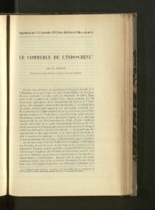 Le Commerce De L'Indo-Chine.