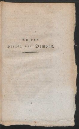 An den Herzog von Ormond