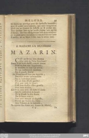 A Madame La Duchesse Mazarin.
