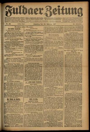 Erste Ausgabe vom Samstag, den 24. Februar 1917.
