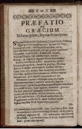 Praefatio ad Graecium Urbem ipsam, Styriae Principem.