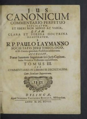 3: Commentarius In Librum III. Decretalium