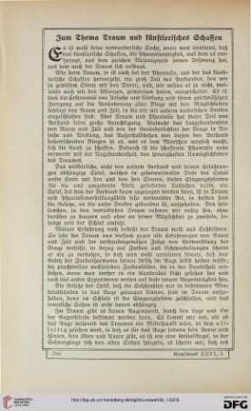 Zum Thema Traum und künstlerisches Schaffen