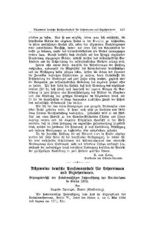 Allgemeine deutsche Pensionsanstalt für Lehrerinnen und Erzieherinnen : Sitzungsbericht der statutenmäßigen Jahressitzung des Kuratoriums in Berlin 1894