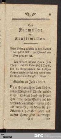Das Formular der Confirmation.