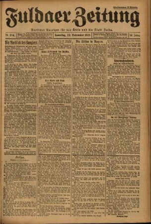 Erste Ausgabe vom Samstag, den 22. Dezember 1923.