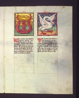 Sternbilder: (1) Leier (Lyra); (2) Schwan (Cygnus)