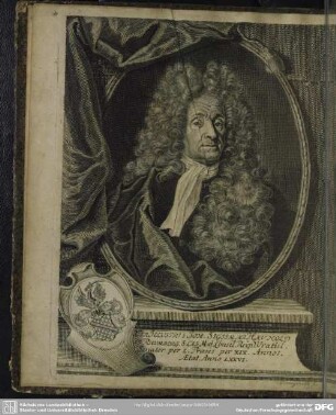 Vir Illustris Joh. Sigism. Ab HaunoldEt Rhumberg. S. Cas. Mai. Consil. Reip. Wratisl. Senator per L. Praeses per XIX. Annos. Aetat. Anno LXXVI.