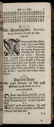 All-Sonntäglicher Introitus beym Gottes-Dienst zu Lichtenstein. - Das dritte Kyrie...