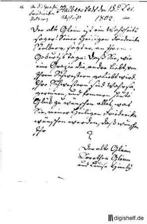 16: Brief von Johann Wilhelm Ludwig Gleim und Sophie Dorothea Gleim an Friederike Stolberg-Wernigerode