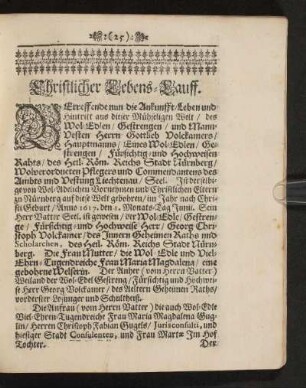 Christlicher Lebens-Lauff.