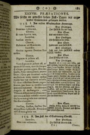 XXXVIII. Præfationes. Wie solche an gewissen hohen Fest-Tagen vor angehender Communion gesungen werden.